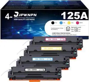 125A CB540A Toner Cartridge high Yield Replacement for HP 125A CB540A for CP1518ni CM1312nfi CP1215 CM1312 MFP CP1515nPrinter (4-Pack, Black, Cyan, Yellow, Magenta)