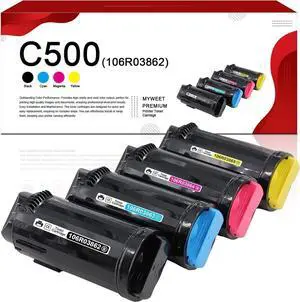 C500 Extra High Capacity Toner Cartridge 4 Pack Replacement for Xerox 106R03862 106R03863 106R03864 106R03865 Toner Cartridge for Versalink C500 C505 C500N C505N C500DN C505DN Printer (B,C,M,Y)