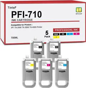 PFI-710 Ink Cartridge with Chip PFI-710MBK PFI-710BK PFI-710C PFI-710M PFI-710Y Replacement for Canon 2353C001 2354C001 2355C001 2356C001 2357C001 for imagePROGRAF TX-2000 2100 3000 3100 4000 Printer