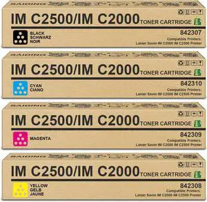 IM C2000 IM C2500 Toner Cartridge Compatible for Ricoh IMC2500 IMC2000 842307 842308 842309 842310 Toner Compatible for Ricoh Lanier Savin IM C2000 IM C2500 Printer (4-Pack.BK/C/M/Y)