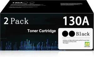 130A Toner Cartridge 2-Pack Black (with Chip) Replacement for HP 130A Toner Remanufactured Color Laserjet Pro MFP M176 M177 Series Printer | CF350A
