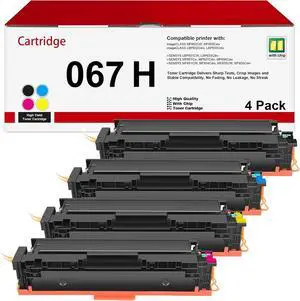 067 067H Toner Cartridge Set Replacement for Canon Cartridge 067 067H Work with Color imageCLASS LBP633Cdw LBP632Cdw MF654Cdw MF653Cdw MF656Cdw Printer Toner - 067 4PK