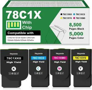 Remanufactured 78C1XK0 Toner Cartridge Replacement for HP 78C1XK0 78C1XC0 78C1XY0 78C1XM0 for CS421 CX421 CS421dn CX421adn CS521dn CX622ade CS622de CX625ade CX625adhe CX522ade Printer (4-Pack)