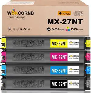 MX-27NT Toner Cartridge Compatible for Sharp MX-27NT MX-27NT-BA MX-27NT-CA MX-27NT-MA MX-27NT-YA for Sharp MX-2300 2300N 2300G 2700N 2700G 2700NJ Printer (4-Pack)