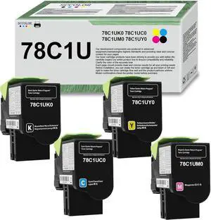 78C1U Ultra High Yield Toner Cartridge (with New Chip) CS521 78C1UK0 78C1UC0 78C1UM0 78C1UY0 Toner Cartridge Replacement for Lexmark CS521 78C1U for CS521 CS622de CS421 CS622 CX522 CX421 Printer