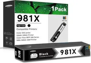 981X Ink Cartridge Black L0R12A Replacement for HP 981X PageWide Enterprise Color 556dn 556xh MFP 586z MFP 586dn MFP 586f Printer 1-Pack (1Black)