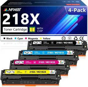 218X 3301fdw Toner Cartridges High Yield (With Chip) Replacement for HP 218X Toner Cartridges 4 Pack 218A Color Pro MFP 3301fdw 3301cdw 3201dw 3301sdw Printer W2180X W2180A (Black/Cyan/Magenta/Yellow)