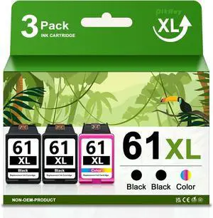 61xl Ink cartridges Combo Pack (3-Pack, 2Black/1Tri-color) Compatible for hp Ink 61 Replacement for HP Envy 4500 4502 5530 OfficeJet 4630 4632 DeskJet 1000 1010 1050 Printers
