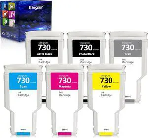 730 Ink Cartridge Set Replacement for HP 730 P2V68A P2V69A P2V70A P2V71A P2V72A P2V73A for DesignJet T1600 T1700 T2600 Printers (6-Pack, 300ml)