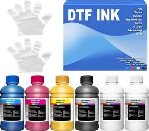 Premium DTF Ink 1500ML- DTF Transfer Ink for PET Film Refill for DTF Printers printhead R1390 XP600 L1800 L805 XP600 ET-8550 XP-15000 DX5 DX7 WF-4720 Heat Transfer Printing Direct to Film 250mlx6 Ink