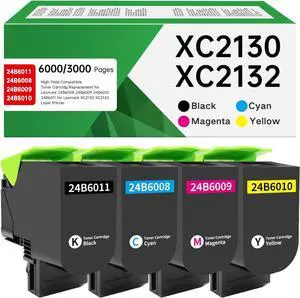 XC2130 XC2132 Compatible Toner Cartridge Replacement for Lexmark XC2130 XC2132 24B6008 24B6009 24B6010 24B6011 for XC2130 XC2132 Laser Printer (High Yeild, 4-Pack)