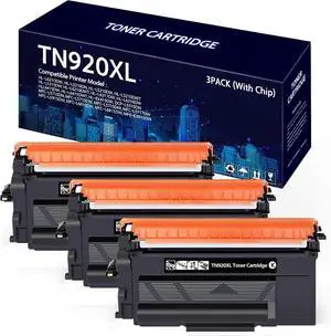 with Chip 3PACK TN920XL TN-920 Super High-Yield Toner Cartridge Replacement for TN920 TN920XXL Toner Cartridge Work with HL-L6210DW, HL-L5210DN, HL-L5210DW, HL-L5210DWT, HL-L5215DW (Black)
