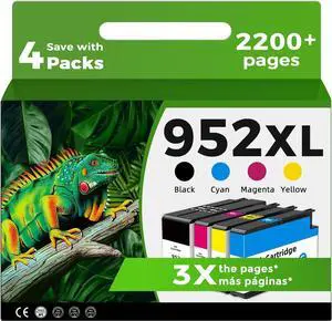 952XL Ink Cartridges Combo Pack Compatible for HP 8710 7740 Printer for HP 952 XL Black Color for HP952 OfficeJet Pro 8720 8725 8210 8715 8702 8740 7720 8730 8216 8700 Black Cyan Magenta Yellow 4 Pack