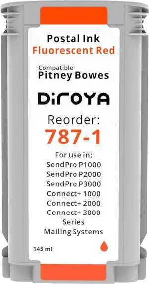 787-1 Ink Cartridge High Yield Replacement for Compatible Pitney Bowes SendPro+ P1000 Connect+ 1000, 2000 and 3000 SendPro Mail Center Series Mailing Systems Fluorescent Red Postage Ink