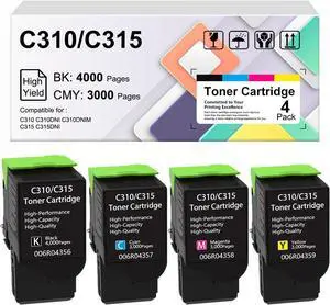 C310 C315 High-Yield Toner Cartridge 4-Pack Compatible for Xerox 006R04356 006R04357 006R04358 006R04359 Toner Cartridge for Xerox C310 C315 C310DNI C310DNIM C315DNI Printer