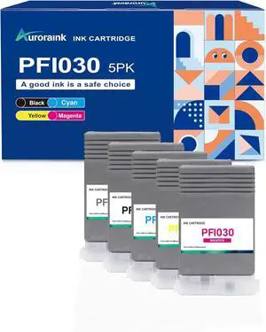 PFI-030 PFI030 Ink Cartridge 55-ml Set, PFI-030 PFI030 High Yield Cartridges, PFI-030MBK PFI-030BK PFI-030C PFI-030M PFI-030Y Replacement for imagePROGRAF TA-20 TA-30 TM-240 TM-340 Printer (5Pack)