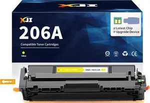 XJI 206A Yellow W2112A (with Latest Chip & Upgrade Device) Compatible Toner Cartridge Replacement for HP 206 A X 206X Ink, for Laserjet Pro MFP M255 M255dw M255nw M282nw M283 M283cdw M283fdw Printer