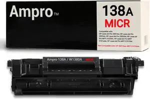 Ampro New Compatible 138A MICR / W1380A MICR Toner Cartridge for Check Printing for use in Laser Printer 3001dw, 3002dn, 3002dw, 3102fdn, 3101sdw, MFP 3101fdw. Yields 1500 Pages.