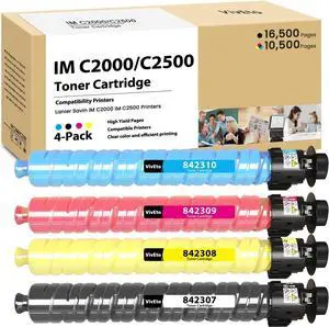 IM C2000 C2500 Toner Cartridge 16,500 Pages High Yield Replacement for Ricoh IMC2000 IMC2500 842307 842308 842309 842310 Toner Work with IM C2000 IM C2500 Printers | 4 Pack IM C2000 Toner Cartridges
