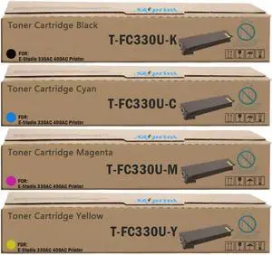 SkyPrint T-FC330U Toner Cartridges T-FC330UK T-FC330UC T-FC330UM T-FC330UY Replacement for Toshiba E-Studio 330AC 400AC Printers.T-FC330U 4-Pack Black Cyan Magenta Yellow