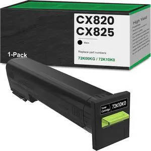 Remanufactured 72K10K0 Black Toner Cartridge 8,000 Pages Replacement for Lexmark 72K10K0 72K00KG Toner for CS820 CX820 CX825 CX860 CX820de CX825de CX860de CS820de CS820dtfe Printer Toner, 1-Pack