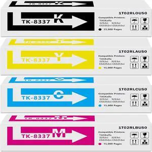 TK8337 Toner Cartridge TK-8337 TK-8337K TK-8337C TK-8337M TK-8337Y Compatible for Kyocera TK-8337 1T02RL0US0 1T02RLCUS0 1T02RLBUS0 1T02RLAUS0 for TASKalfa 3252ci 3253ci Printer (4 Pack, K/C/Y/M)