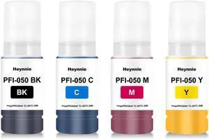 Compatible PFI-050 PFI 050 Ink Bottles Compatible with Canon PFI050 PFI-050BK PFI-050C PFI-050M PFI-050Y Ink Refill for imagePROGRAF TC-20 TC-20M Printer (4 Pack, BK C M Y)