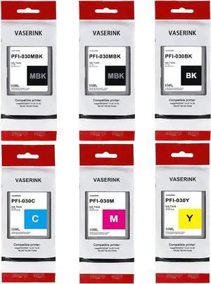 PFI-030 Ink Cartridge 55ml Replacement for Canon PFI-030 Pigment Ink Tank Work for imagePROGRAF TA-20 TA-30 TM-240 TM-340 Printers6-Pack, 2MBK/BK/C/M/Y