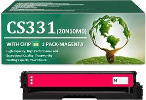 CS331 Toner Cartridges Replacement for Lexmark 20N10K0 20N10C0 20N10M0 20N10Y0 Toner Cartridge with Chip Work for Lexmark CS331 CS331dw CX331 CX331adwe Printers (1 Magenta)