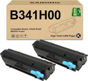 SAIDING B341H00 Black Toner Cartridge Compatible B341H00 with New Chip High Yield Replacement for Lexmark B3340 B3442 MB3442 Printer(2-Pack)