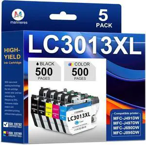 LC3013XL LC3013 Ink Cartridges 5-Pack High Yield Compatible for Brother LC-3013XL LC3011XL to Work with MFC-J497DW MFC-J491DW MFC-J895DW MFC-J690DW Printer (2BK/1C/1M/1Y)