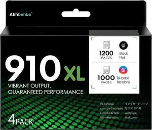 910XL Ink Cartridges Combo Pack Replacement for HP 910 Ink Cartridges Combo Pack for OfficeJet Pro 8015 8020 8025e 8028e Printers, Black, Cyan, Yellow, Magenta, 4 Pack
