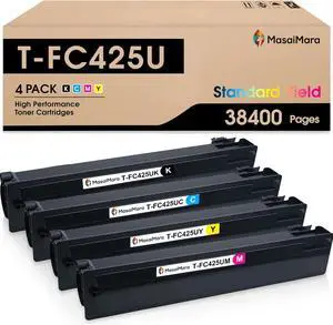 MasaiMara T-FC425U Compatible Toner Cartridges for Toshiba E-Studio 2520AC 2525AC 3025AC 3525AC 3525ACG 4525AC 4525ACG 5525AC 5525ACG 6525AC 6525ACG Printer(Black, Cyan, Magenta, Yellow, 4-Pack)