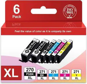 PGI-270XL CLI-271XL High Yield Ink Cartridge (6-Pack) Compatible PGI 270XL CLI 271XL Ink Replacement for Canon 270 271 Ink Cartridges to use with MG7720 MG5720 MG5721 MG5722 MG6820 MG6821 Printer