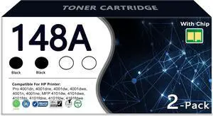 DOSUM 148A Toner Cartridge Black (with Chip) - 2 Pack Replacement for HP 148A W1480A Toner Pro 4001 4101 MFP 4101fdw 4101fdn Pro 4001dw 4001dn 4001n Printer