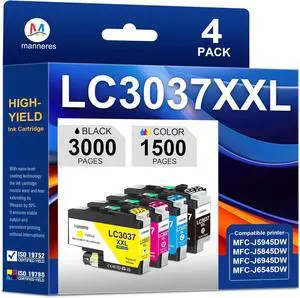 LC3037 LC3037XXL Ink Cartridges 4 Pack Replacement for Brother LC3037XXL with Super High-Yield Work for MFC-J5945DW MFC-J5845DW MFC-J5845DWXL MFC-J6545DW MFC-J6545DWXL MFC-J6945DW Printers