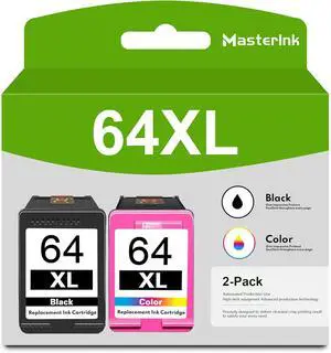 64XL 64 Ink Cartridge Compatible for HP 64XL Ink Cartridge Combo Pack Works with Envy Inspire 7955e 7958e 7950eENVY Photo 6220 7100 7800 Tango Series 2-Pack(1Black/1Color)