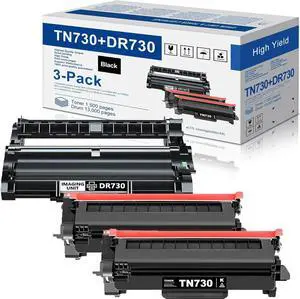 TN730 Toner Cartridge and DR730 Drum Unit Replacement for Brother TN 730 TN-730 DR-730 to use with MFC-L2710DW MFC-L2750DW HL-L2370DW HL-L2390DW DCP-L2550DW Printer (2 Toner, 1 Drum Unit, 3 Pack)
