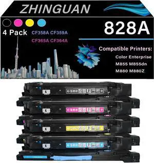 Remanufactured 4PK 828A CF358A CF359A CF365A CF364A Imaging Drum Unit Works for Color Enterprise M855 M855dn M880 M880Z Printer