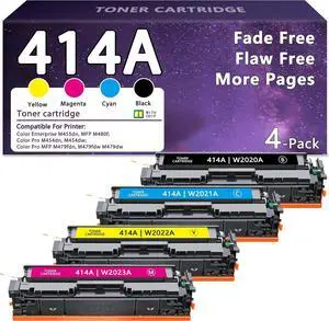 414A Toner Cartridges 4 Pack (BK/C/M/Y) Replacement for HP 414A Toner Color Laserjet Pro MFP M479fdn M479fdw M479dw M479 M454dn M454dw Enterprise M455dn MFP M480f Printer W2020A W2021A W2022A W2023A