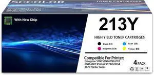 213Y Toner Cartridge High Capacity W2130Y W2131Y W2132Y W2133Y Toner Cartridge Replacement for Works Enterprise 5700 5800 6700 6701 6800 6801 X55745 X57945 X654 X677 Series Printer