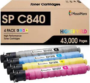 MasaiMara SP C840 Compatible Toner Cartridges Replacement for Ricoh SP C840 C840DN C842 C842DN Printer (Black, Cyan, Magenta, Yellow, 4 Pack)