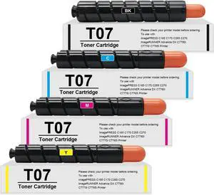 Remanufactured 4 Pack T07 Toner Cartridge Set Replacement for Canon ImagePRESS C165 C170 C265 C270 C7780i C7770i C7765i Printer (3641C001AA 3642C001AA 3643C001AA 3644C001AA)
