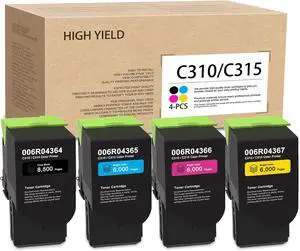 C310 / C315 High Yield Toner Cartridges (4-Pack, Black/Cyan/Magenta/Yellow) 006R04364 006R04365 006R04366 006R04367 Toner Cartridge Replacement for Xerox C310 C310DNI C310DNIM C315 C315DNI Printer