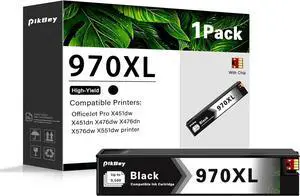 970XL CN621AM Black Ink Cartridges High Yield Replacement for HP 970 970XL Compatible for Officejet Pro X476dw X576dw X451dw X551dw X451dn X476dw X476dn Printers(1Black)