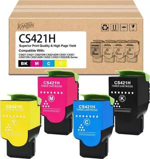 CS421H Toner Cartridges 4-Pack Replacement for Lexmark 78C1X 78C1XK0 78C1XC0 78C1XM0 78C1XY0 Toner Use CS421 CX421 CS421dn CX421adn CS521dn CX622ade CS622de CX625ade CX625adhe CX522ade Printers