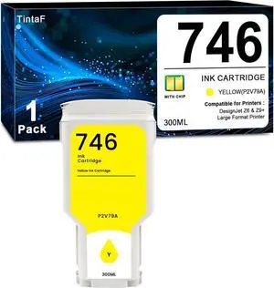 Compatible 746 Yellow 300-ml Ink Cartridge (P2V79A) Replacement for HP 746 Ink Cartridges for DesignJet Z6 & Z9+ Large Format Printers 1-Pack