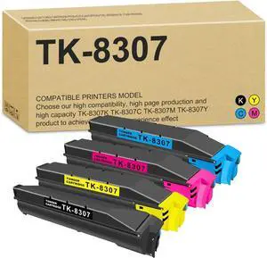 TK-8307 TK8307 Toner Cartridge High Yield Compatible TK-8307K TK-8307C TK-8307M TK-8307Y Replacement for Kyocera TK-8307 Toner Cartridge for Mita Taskalfa 3050ci 3550ci 3051ci 3551ci Printer, 4-Pack