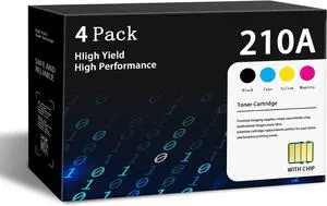 210A Toner Cartridges 4 Pack with Chip 4301fdw Replacement for 210A 210X Color Pro MFP 4301fdw 4301fdn Pro 4201dw 4201dn Series Printer ( Black Cyan Yellow Magenta )