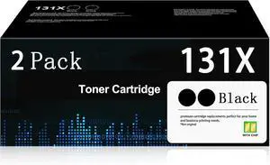131X Black Toner High-Yield Cartridge ( with Chip ) 2-Pack Replacement for HP 131X CF210X Black Ink Laserjet Pro 200 Color MFP M276n M276nw M251nw M251n Printer